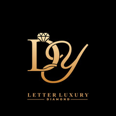 Initial Letter Luxury DY with diamond. Diamond Icon in Flat Style Logo.