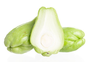 Fresh chayote fruits (Sechium edulis) isolated on white