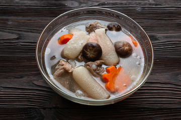 Chinese Herbal Braised Pork soup with and bamboo, Bamboo Mushroom Soup