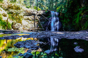 Silver Falls Park fall and reflection in Oregon
