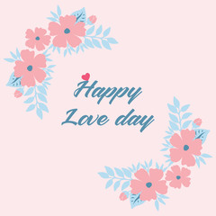 Elegant Shape of happy love day greeting card, with seamless and beautiful leaf and flower frame. Vector
