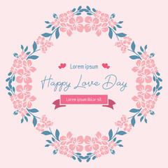 Beautiful peach wreath frame, for romantic happy love day invitation card template design. Vector