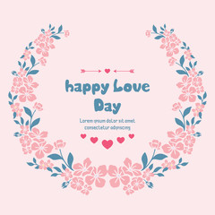 Fototapeta na wymiar Unique Pattern of leaf and floral frame, for elegant happy love day greeting card concept. Vector