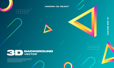 3D modern geometric background with gradient style and fresh color theme. Editable to any media such as banner , poster , backdrop and more. Vector illustration EPS 10