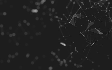 Abstract background. Molecules technology with polygonal shapes, connecting dots and lines. Connection structure. Big data visualization.