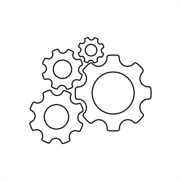 recommend clip art: 4 gear icon in line art style