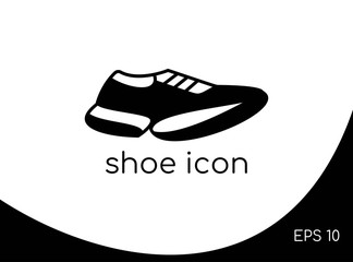 Icon of Shoes with Modern Concept. Design in Black Style Isolated on White Background. Suitable for Shoes Store Sign and More. Vector Illustration.