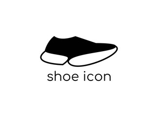 Icon of Shoes with Modern Concept. Design in Black Style Isolated on White Background. Suitable for Shoes Store Sign and More. Vector Illustration.