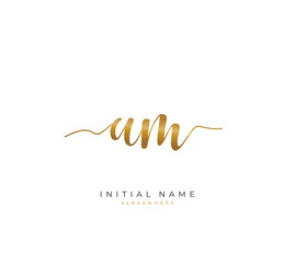  Handwritten letter A M AM for identity and logo. Vector logo template with handwriting and signature style.
