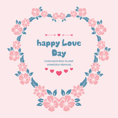 Elegant shape Pattern of leaf and floral frame, for romantic happy love day invitation card design. Vector