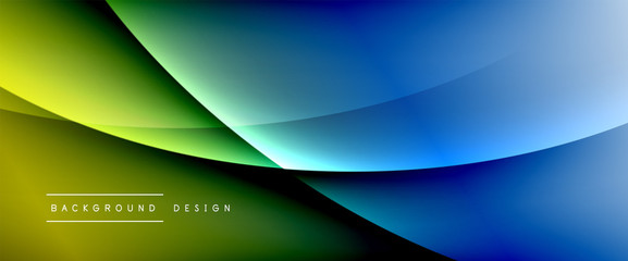 Wave liquid style lines with shadows and light on gradient background. Trendy simple fluid color gradient abstract background with dynamic straight shadow line effect