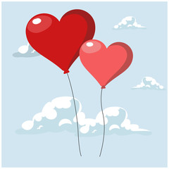 Fototapeta na wymiar Valentine's Day balloons. Hearts. Blue sky. Clouds.