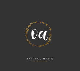 Handwritten letter O A OA for identity and logo. Vector logo template with handwriting and signature style.