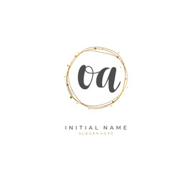 Handwritten letter O A OA for identity and logo. Vector logo template with handwriting and signature style.
