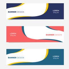 Set of three geometric banner with modern style , website banner template design. Landing page design , promotion banner , advertising. Easy to use and customize.  Vector Illustration EPS 10