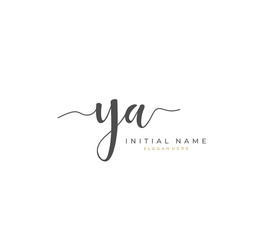 Handwritten letter Y A YA for identity and logo. Vector logo template with handwriting and signature style.