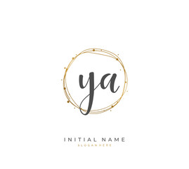 Handwritten letter Y A YA for identity and logo. Vector logo template with handwriting and signature style.