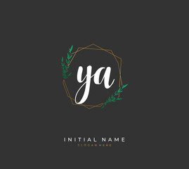 Handwritten letter Y A YA for identity and logo. Vector logo template with handwriting and signature style.