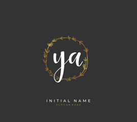 Handwritten letter Y A YA for identity and logo. Vector logo template with handwriting and signature style.