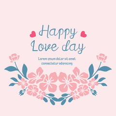Beautiful Crowd of leaf and flower frame, for happy love day greeting card template design romantic. Vector