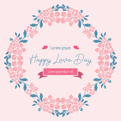 Beautiful Crowd of leaf and flower frame, for happy love day greeting card template design romantic. Vector