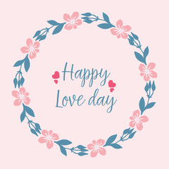 Simple shape pattern of leaf and flower frame, for happy love day invitation card design. Vector