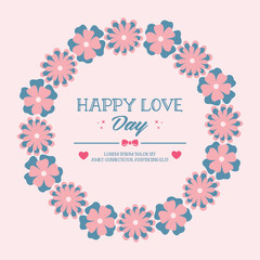 Beautiful peach wreath frame, for romantic happy love day invitation card design. Vector