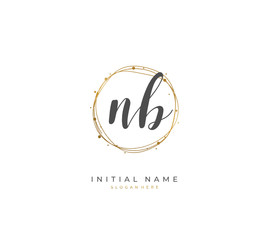 Handwritten letter N B NB for identity and logo. Vector logo template with handwriting and signature style.