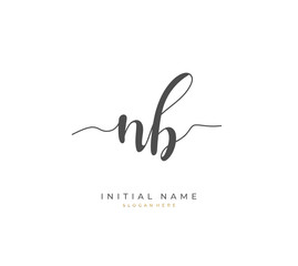 Handwritten letter N B NB for identity and logo. Vector logo template with handwriting and signature style.