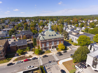 Concord City Hall aerial view in downtown Concord, New Hampshire NH, USA. - obrazy, fototapety, plakaty