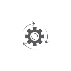 Arrows and gears vector icon symbol isolated on white background