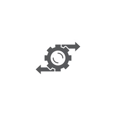 Arrows and gears vector icon symbol isolated on white background