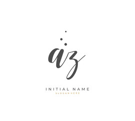 Handwritten letter A Z AZ for identity and logo. Vector logo template with handwriting and signature style.