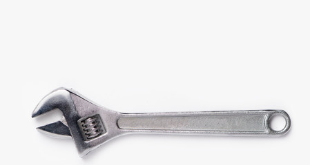 Adjustable wrench stainless steel isolated on background