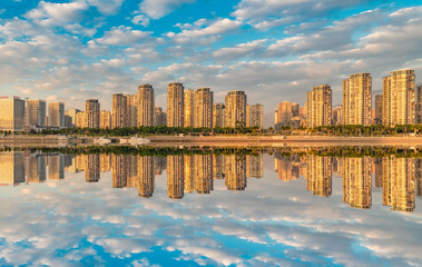 Obraz premium Central business district, strait financial street, fuzhou city, fujian province, China