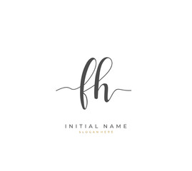 Handwritten letter F H FH for identity and logo. Vector logo template with handwriting and signature style.