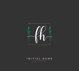 Handwritten letter F H FH for identity and logo. Vector logo template with handwriting and signature style.