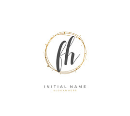 Handwritten letter F H FH for identity and logo. Vector logo template with handwriting and signature style.