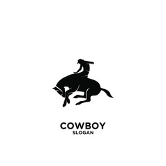 Fototapeta premium Cowboy riding horse logo icon design vector