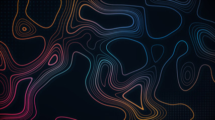 Trendy modern background and texture. Topographic multicolored linear background for design,...