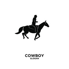 Cowboy riding horse logo icon design vector