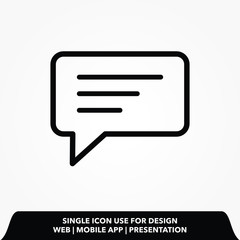 Outline comment sign icon illustration,vector chat sign symbol