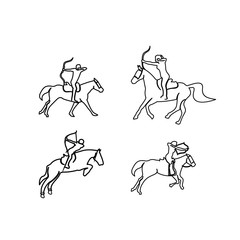 set of archer riding horse logo