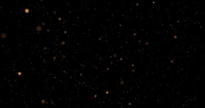 abstract circular golden sparkle glitter bokeh flowing movement on black background, congratulation greeting  party happy new year, christmas celebration