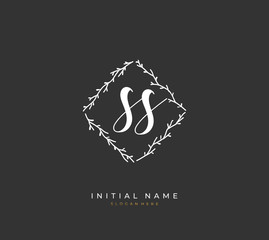 Handwritten letter S SS for identity and logo. Vector logo template with handwriting and signature style.