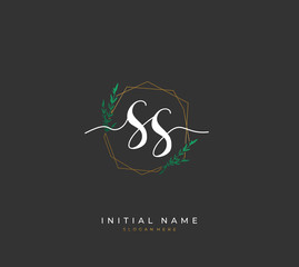 Handwritten letter S SS for identity and logo. Vector logo template with handwriting and signature style.