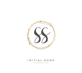 Handwritten letter S SS for identity and logo. Vector logo template with handwriting and signature style.
