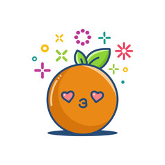 orange kawaii emoticon cartoon illustration