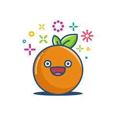 orange kawaii emoticon cartoon illustration