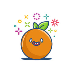 orange kawaii emoticon cartoon illustration